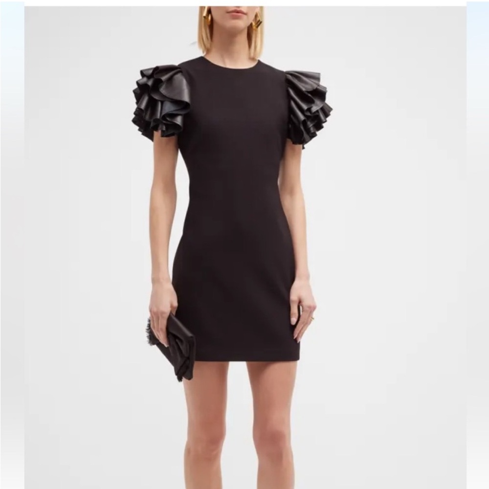ALICE + OLIVIA Black Ruffle Sleeve Dress